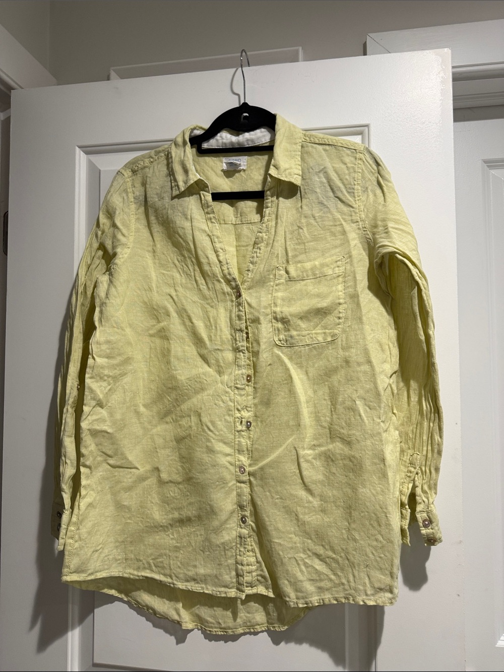 Sigrid Olsen 100% Linen Light Yellow Button-Up Shirt